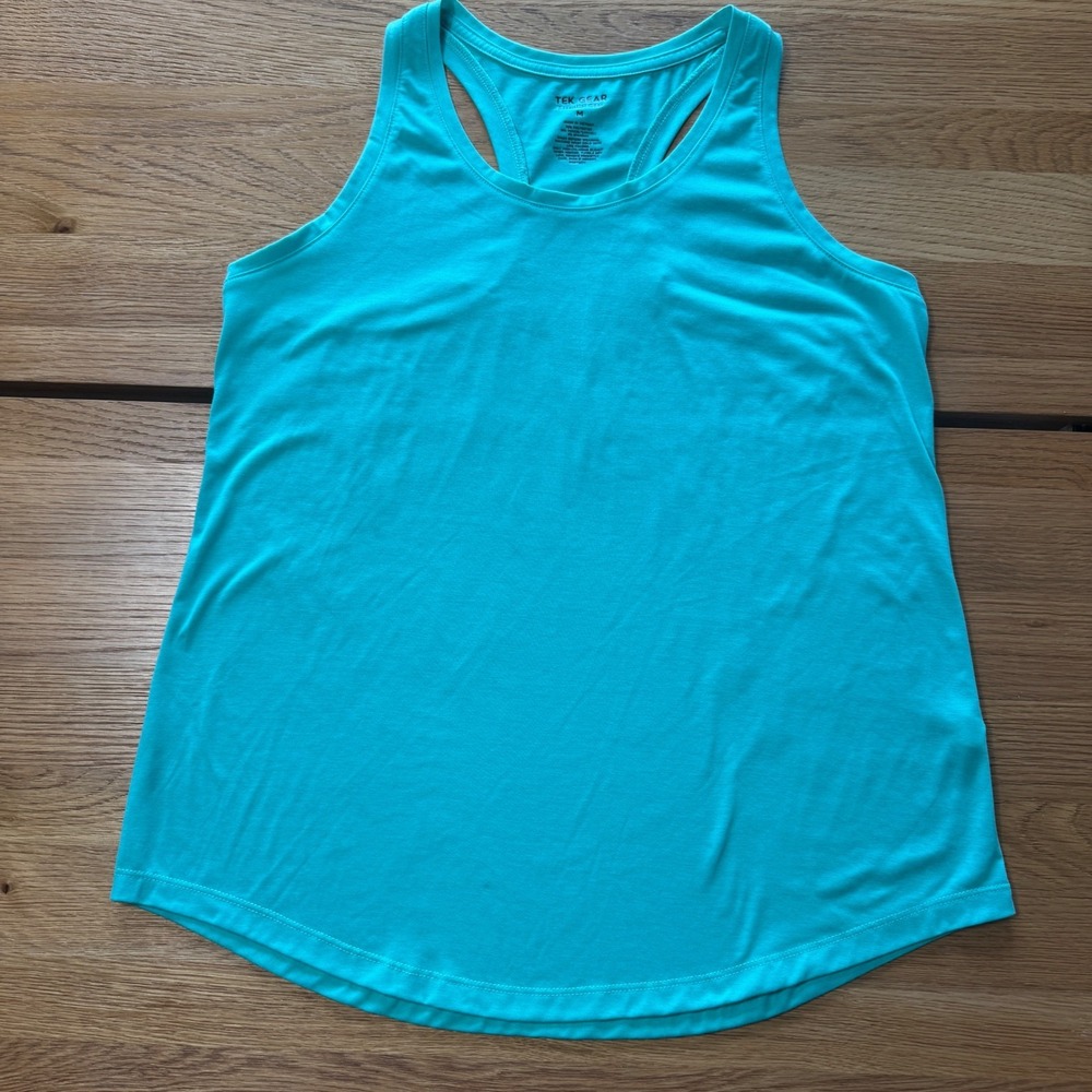 Tek Gear Essential Gear Womens Racerback Tank Top Aqua Blue Medium Workout Gym